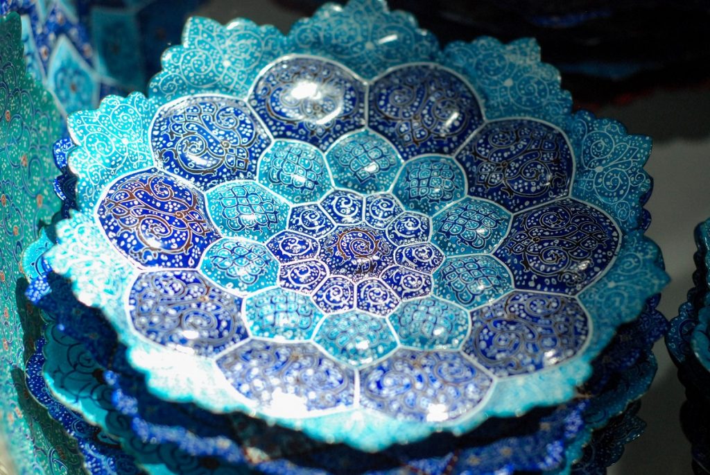 Perskie Irańskie talerze niebieskie