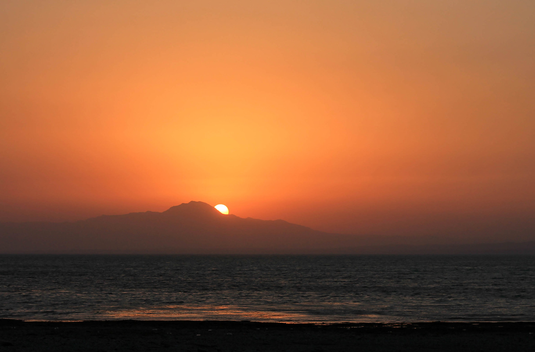 zachód słońca jezioro Kairakkum
